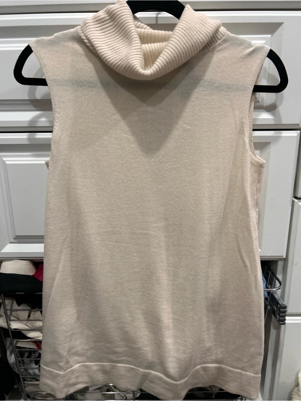 Sleeveless Turtleneck Sweater Tank - Cream - BCBG